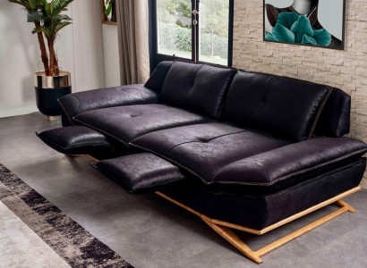 Luxurious furniture for living room black color 3-seater sofa exclusive